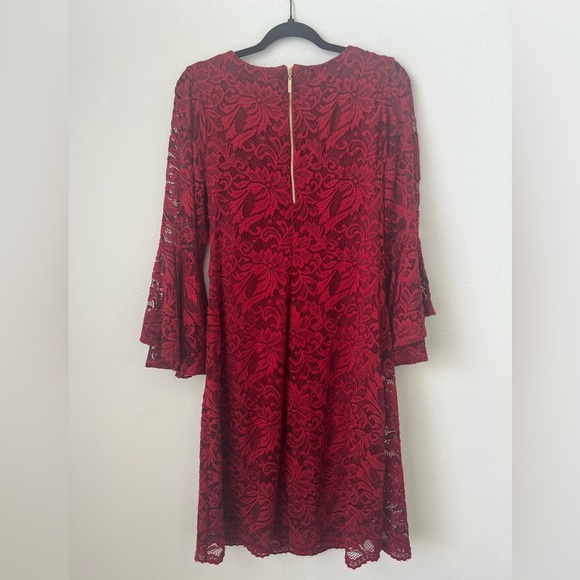Liz Claiborne Burgundy Lace Party dress Size 14 Used Once  (0496) - Picture 9 of 13